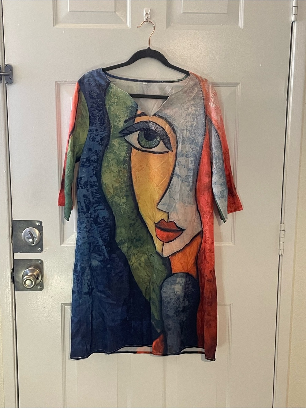 Colorful Abstract Face Tunic Dress - Multicolor